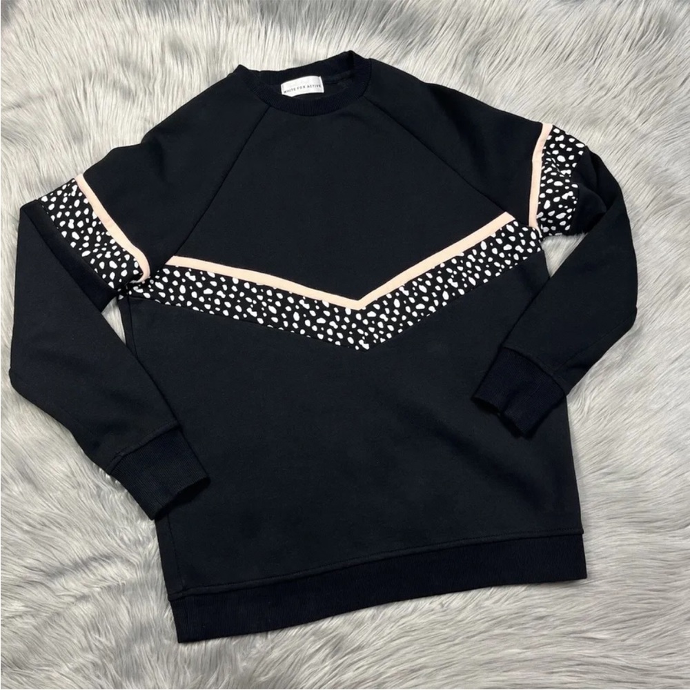 Sarah’s Day X White Fox Active Black Crewneck Pullover Sweater Size Small